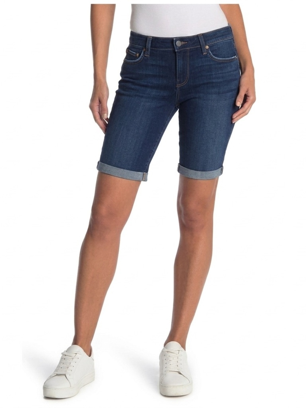 PAIGE Women’s Jax Knee Short Dark Indigo Denim Bermuda Shorts Size 28